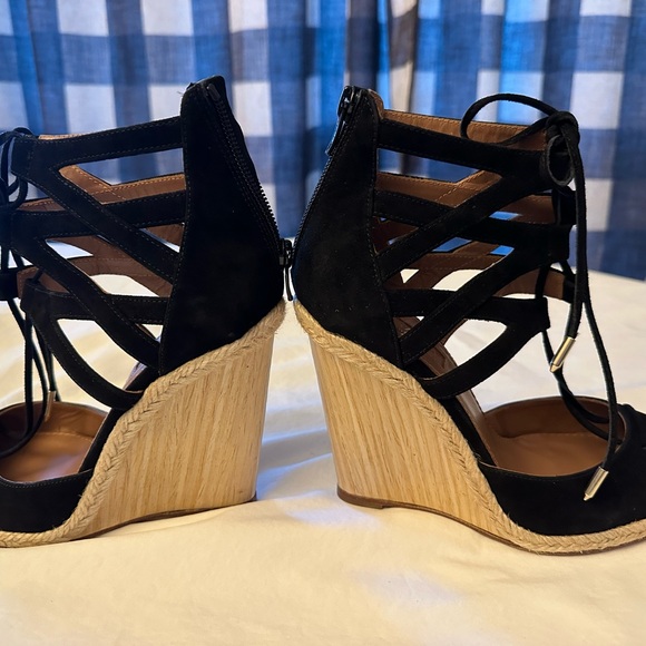 Aquazzura Black suede wedges. - Picture 5 of 6